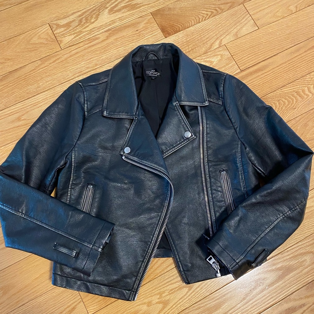 TOPSHOP VEGAN LEATHER MOTORCYCLE JACKET